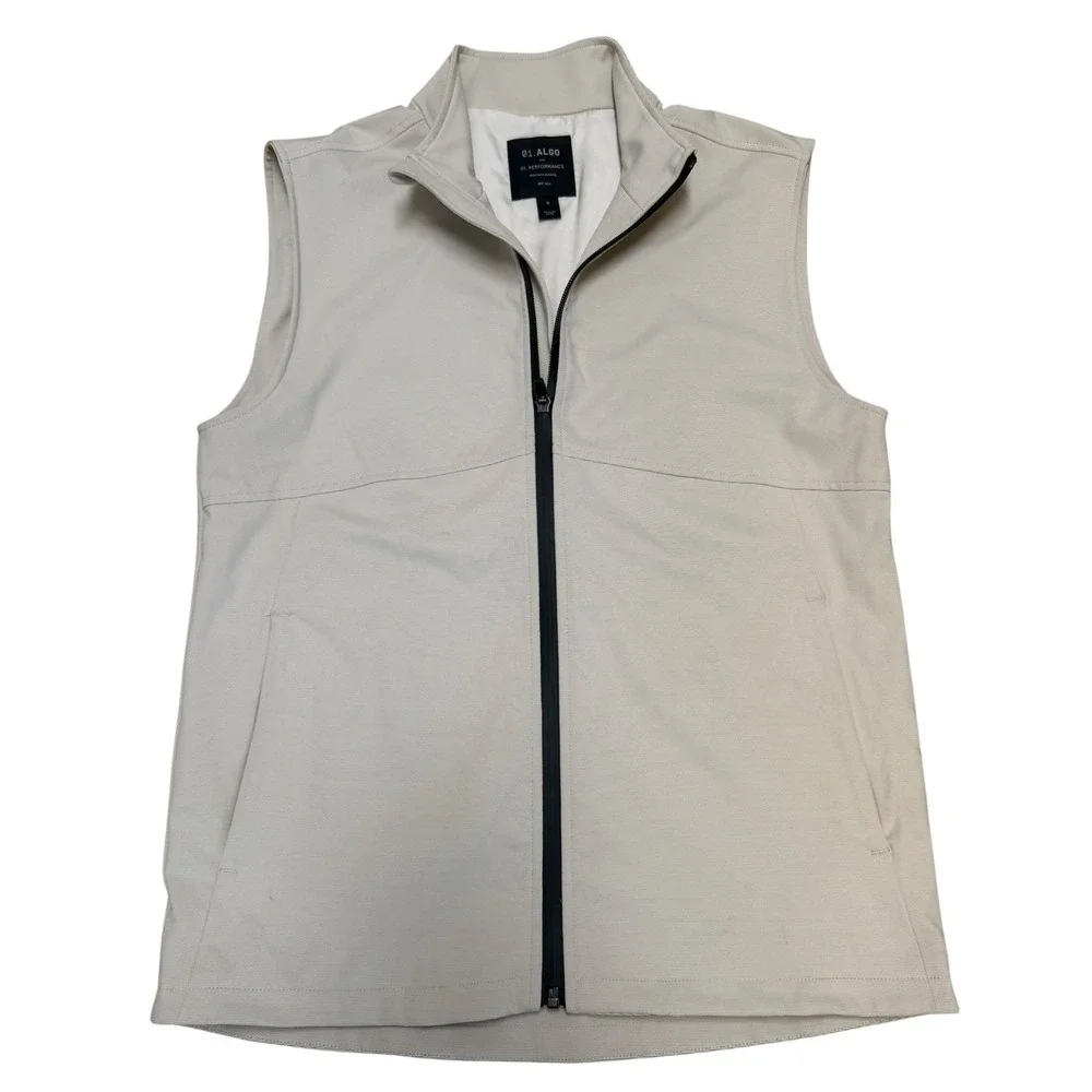 01.Algo Performance Golf Vest Mens‎ Size S Beige UPF 40+ Moisture Wicking